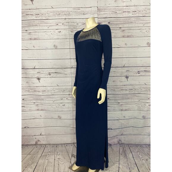 LAUREN RALPH LAUREN Beaded-Yoke Jersey Gown size 8 - Picture 9 of 11